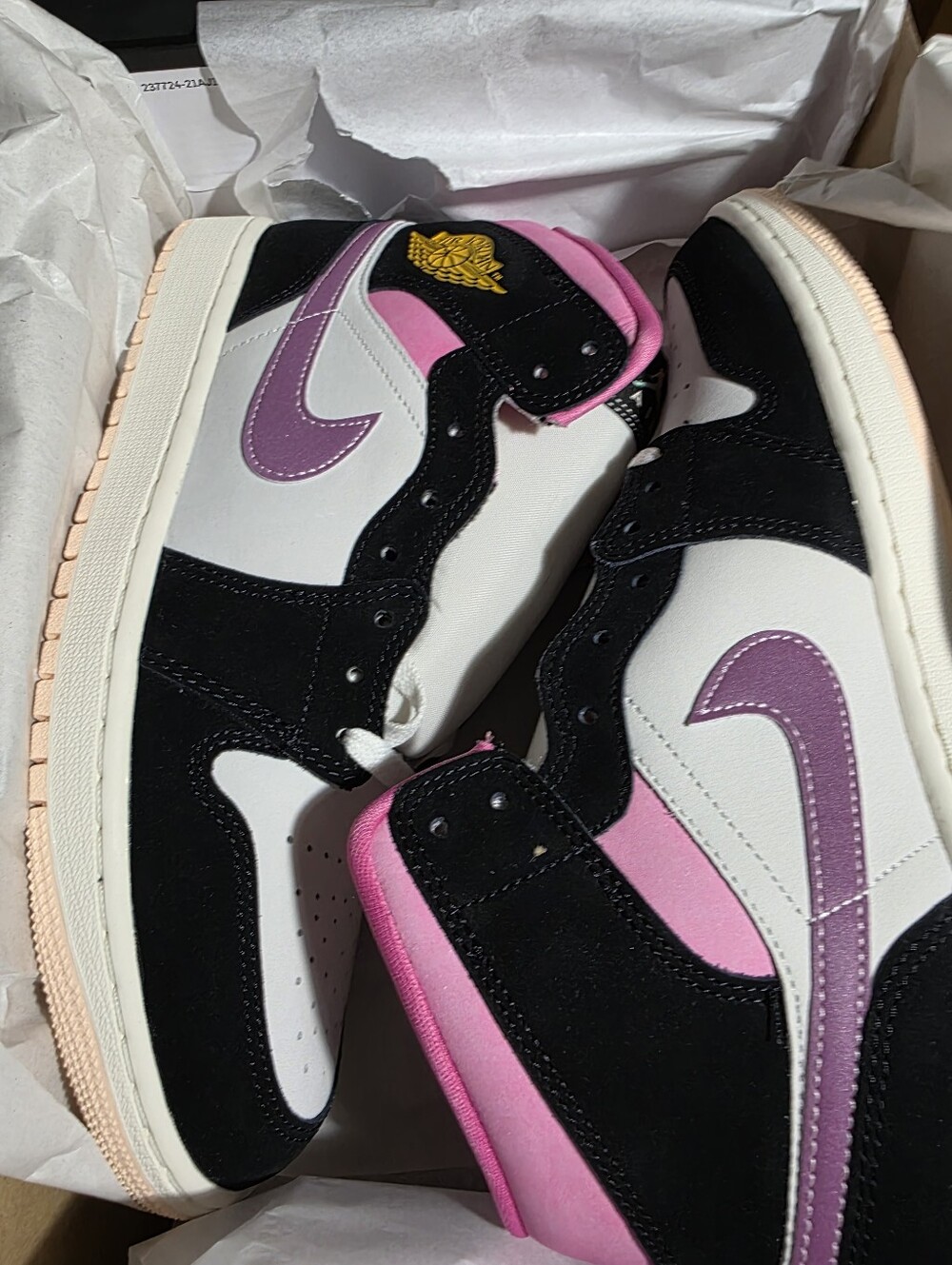 Jordan Men's High-Top Sneakers in Black, White, Pink and Purple